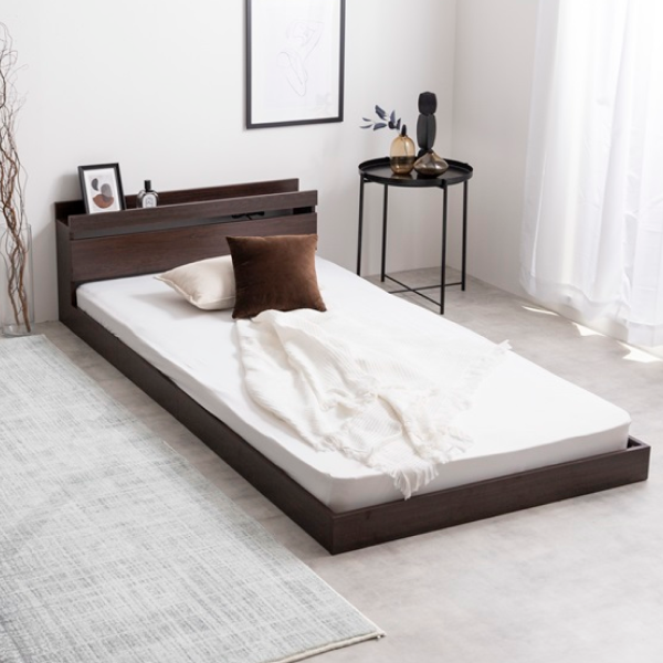 ダークブラウン 【超高密度ポケットコイルマットレス付】
